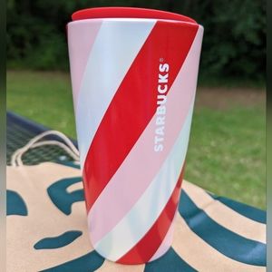 Starbucks 12 oz Ceramic Candy Cane Tumber